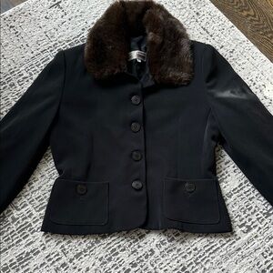Elegant Black Jacket with Faux Fur Collar made in Paris!